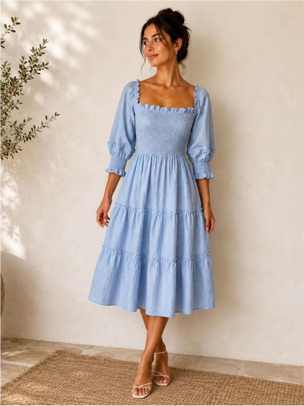 Hill House The Nelsi Nap Dress in Light Blue Glitter Size Small